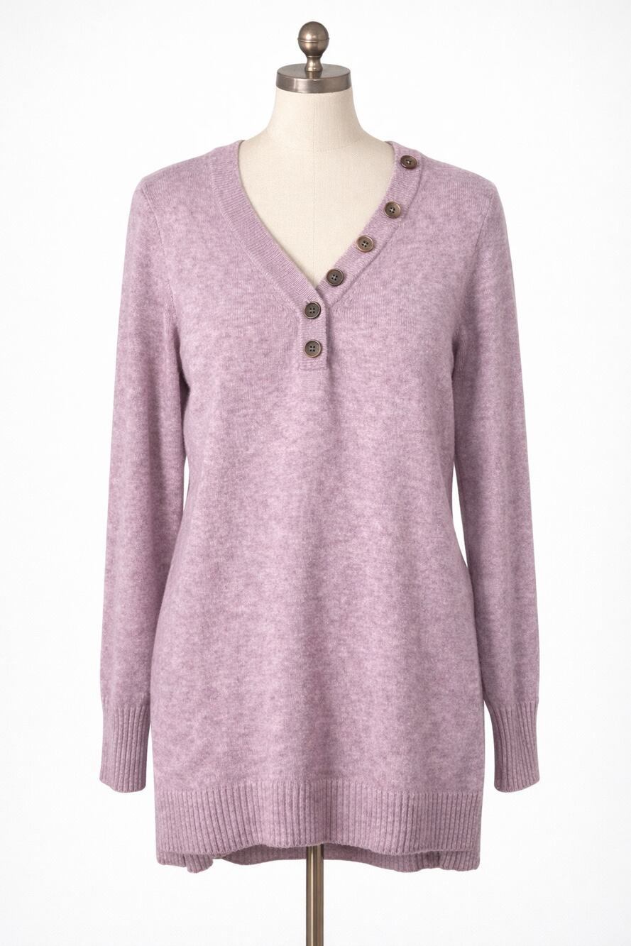 Anthropologie Lavender V-Neck Sweater Buttons Purple Sweater Buttons small